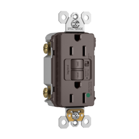 Pass & Seymour 1597-HGTRA Duplex Self-Test Tamper Resistant GFCI Receptacle, 125 VAC, 15 A, 2 Poles, Brown