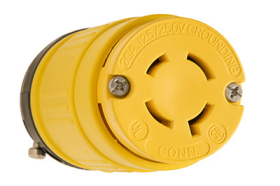 Pass & Seymour Turnlok 2774 Dust-Tight Medium Straight Blade Locking Connector, 125/250 VAC, 20 A, 3 Poles, 4 Wires, Yellow