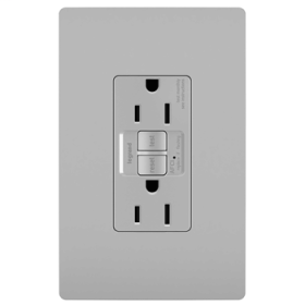 Pass & Seymour AFGF152TRGRY radiant Dual Function Self-Test Tamper Resistant AFCI/GFCI Receptacle, 125 VAC, 15 A, Gray