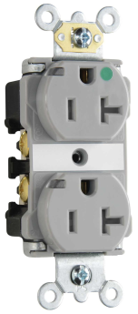 Pass & Seymour Straight Blade Receptacle TR8300-HPIGRY Duplex Heavy Duty Straight Blade Receptacle, 125 VAC, 20 A, Gray