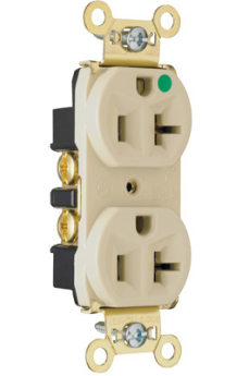 Pass & Seymour 8300-HI Hospital Grade Duplex Heavy Duty Straight Blade Receptacle 125 VAC 20 A 2 Poles 3 Wires Ivory