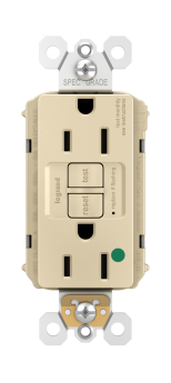 Pass & Seymour PT1597-HGTRI Self-Test Tamper Resistant GFCI Receptacle With Matching TP Wall Plate, 125 VAC, 15 A, 2 Poles, 3 Wires, Ivory