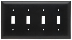 Pass & Seymour TradeMaster TP4-BK Standard Wallplate 4 Gangs Black 5-1/2 in H x 8-1/8 in W Thermoplastic