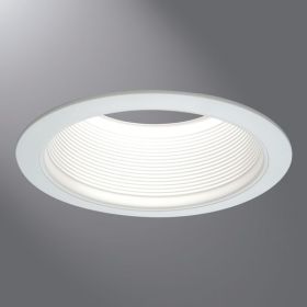 Halo 6100WB White 6 In. Tapered Metal Baffe With Both Narrow And Wide White Trim Rings