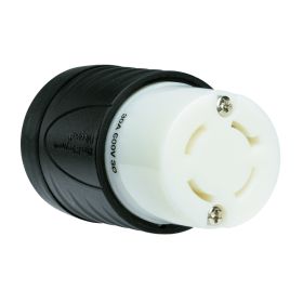 Pass & Seymour Turnlok L1730-C 3-Phase Locking Connector 600 VAC 30 A 3 Poles 4 Wires Black/White