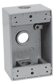 Crouse-Hinds TP7010 1-Gang 3-Hole 1/2 in Thread Weatherproof Outlet Box Gray