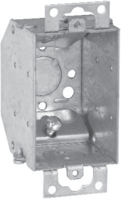 Crouse-Hinds TP138 2-1/4 In. Deep Gangable Steel Switch Box with Ears NMB Brackets and Beveled Corners 1/2 In. Knockouts