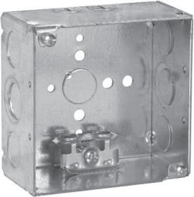 Crouse-Hinds TP431 4 In. Square 2-1/8 In. Deep Welded Steel Box with MC Clamps and Ground Bump 1/2 & 3/4 In. Knockouts