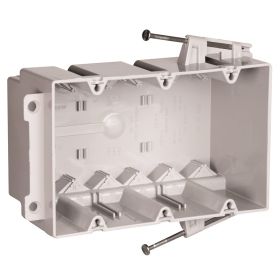 Pass & Seymour S3-54-RAC Slater Switch Outlet Box With Quick Click and Captive Mounting Nails Thermoplastic 54 cu-in 3 Gangs 3