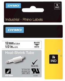 Dymo Rhino 18055 1/2" x 5' White Heat Shrink Tube 12MM 5/PK