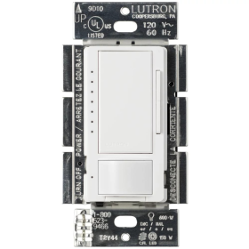 Lutron MSCL-OP153M-WH Maestro 3-Way Multi-Location Dimmer Switch with Occupancy/Vacancy Sensor 120 VAC 1 Pole Auto On/Off or Manual