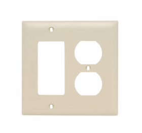 Pass & Seymour TP826I Combination Openings 1 Duplex Receptacle and 1 Decorator Two Gang Ivory Thermoplastic Plate