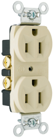 Pass & Seymour CRB5262-I Duplex Straight Blade Receptacle 125 VAC 15 A 2 Poles 3 Wires Ivory