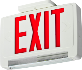 Lithonia Lighting ECBR LED M6 LED Combination Exit Sign With Emergency Light 8-1/4 in H x 12-5/8 in W White Surface Mount