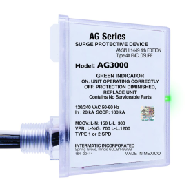 Intermatic AG3000 AG Series Three-Mode Surge Protective Device 120/240 VAC Single Phase Type 1 or Type 2 Outdoor