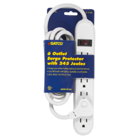 Satco 91-229 Standard 6-Outlet Surge Protector with 6 Ft. Cord and Flat Plug 125 VAC 15 A