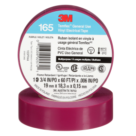 3M Temflex Vinyl Electrical Tape 165 Purple 3/4 in x 60 ft (19 mm x 18 m) 6 mil 100 Rolls/Case