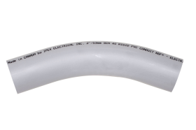 Kraloy 078557 40STD2045 SCH 40 Plain End Standard Radius Conduit Elbow 2 in Trade 45 deg PVC