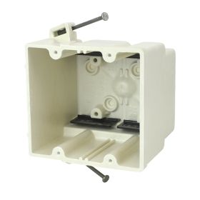 Allied 2302-NK 3-7/16 In. Deep Two-Gang Two-Hour Fire-Rated Captive Nail-On Fiberglass Box with K-Clamp 37 Cubic In.