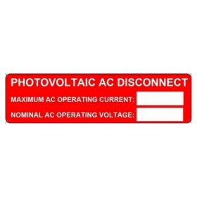 H-TYTON 596-00239 PV AC RATING 3-3/4X1" PRINTABLE RED REFLECTIVE POLYESTER SOLAR LABELS 50/RL