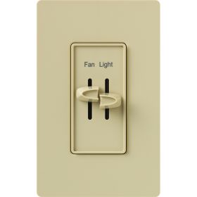 Lutron S2-LFSQ-IV Skylark 3-Speed Fan Control and Light Slide Dimmer 300W Incandescent and Halogen Ivory