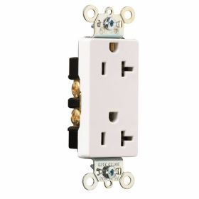 Pass & Seymour 26352-W Decorator Duplex Grounding Heavy Duty Straight Blade Receptacle, 125 VAC, 20 A, 2 Poles, 3 Wires, White