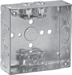 Crouse-Hinds TP454 4 In. Square 1-1/2 In. Deep Welded Steel Box with MC Clamps 1/2 & 3/4 In. Knockouts