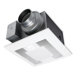 Panasonic FV-0511VKL2 WhisperGreen Select Ventilation Fan with LED Light, 50/80/110 CFM Selector, 10-1/4 In. Sq. Housing, 7-3/8 In. Housing Depth, 13 In. Sq. Grille, 4 or 6 In. Duct Diameter (Integrated Dual Duct Adapter)