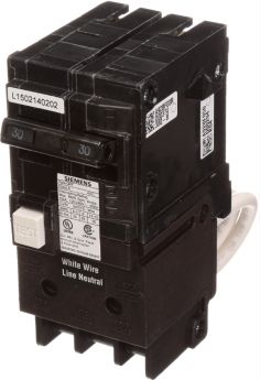 Siemens QF220A 20A 2-Pole GFCI 5mA 120/240V 10kA Circuit Breaker with Pigtail