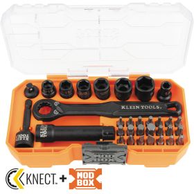 KLEIN 65300 KNECT 1/4" DRIVE IMPACT-RATED PASS THROUGH SOCKET WRENCH SET, 32-PIECE