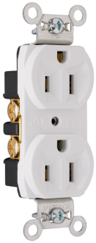 Pass & Seymour CRB5262W Construction Spec Grade Receptacles, Back and Side Wire, 15A, 125V, White 3W