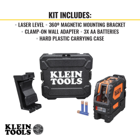 Klein Tools 93LCLS Laser Level Self-Leveling Red Cross-Line Level and Red Plumb Spot