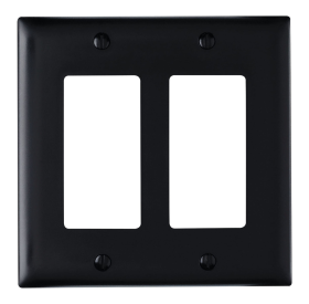 Pass & Seymour TP262BK Thermoplastic Two Gang Decorator Wall Plate Black Thermoplastic Plate