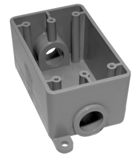 Kraloy 078226 FSC05 Type FSC Non-Metallic Rigid Shallow Style Device Box PVC 18 cu-in 1 Gang (2) 1/2 In Hubs (One On Each Side)