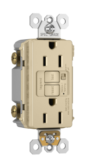 Pass & Seymour 1597TRAI Trademaster Audible Alarm Tamper-Resistant 15A Self-Test Duplex GFCI Ivory 125 VAC 3W