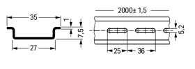 Wago 210-112 Steel Carrier Rail; Slotted; Hole Width 25mm Silver Colored