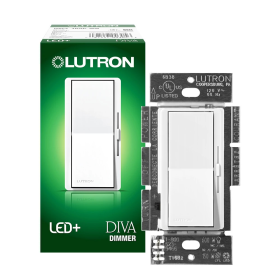 Lutron DVCL-153P-WH Diva LED+ Single-Pole or 3-Way Designer Style Slide Dimmer with On/Off Rocker Switch 120 VAC White