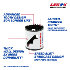 Lenox 3002828L HOLESAW T3 28L 1 3/4 44MM 1/BX 5/8 In. Arbor