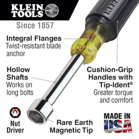 Klein Tools 630-5/16M 5/16-Inch Nut Driver with Hollow Shaft