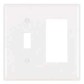 Pass & Seymour TP126W Combination Openings 1 Toggle Switch and 1 Decorator Two Gang White Thermoplastic Plate