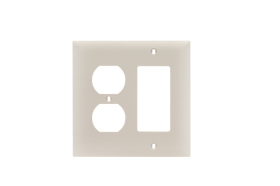 Pass & Seymour TP826LA Combination Openings 1 Duplex Receptacle and 1 Decorator Two Gang Light Almond Thermoplastic Plate