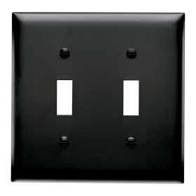 Pass & Seymour TP2BK Toggle Switch Openings, Two Gang, Black Thermoplastic Plate