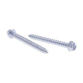 Metallics JDS143 Self-Piercing Tapping Screw Imperial #14-10 3 in OAL Indented Hex Washer Head Hex/Slotted Drive Steel Zinc