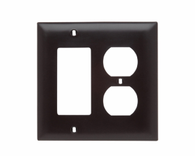 Pass & Seymour TP826 Combination Openings 1 Duplex Receptacle and 1 Decorator Two Gang Brown Thermoplastic Plate