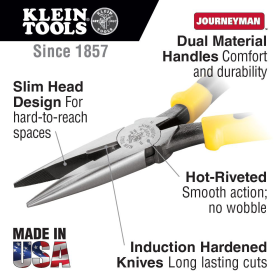 Klein Tools J203-8 Pliers Needle Nose Side-Cutters 8-Inch