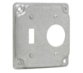 Crouse-Hinds TP504 4 in. Square Surface Cover Steel Raised 1/2 in. Toggle/Single Receptacle