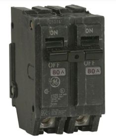 GE Q-Line THQL2180 Type THQL Molded Case Circuit Breaker 120/240 VAC 80 A 10 kA 2 Poles Long Time/Instantaneous Trip