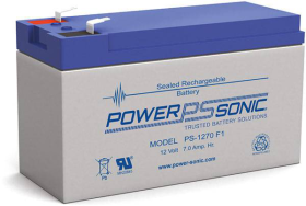 Power Sonic PS-1270F1 Rechargeable Battery 12V 7 Ah F1 Terminals ABS Plastic Case 5.94 In. Length