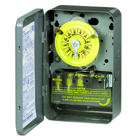 Intermatic T101 24-Hour Mechanical Time Switch 120 VAC SPST Indoor Metal Enclosure 1-Hour Interval