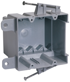 Pass & Seymour P2-35-RAC Switch Outlet Box With Quick Click Thermoplastic 35 cu-in 2 Gangs 2 Outlets 3.96 in L x 3.96 in W x